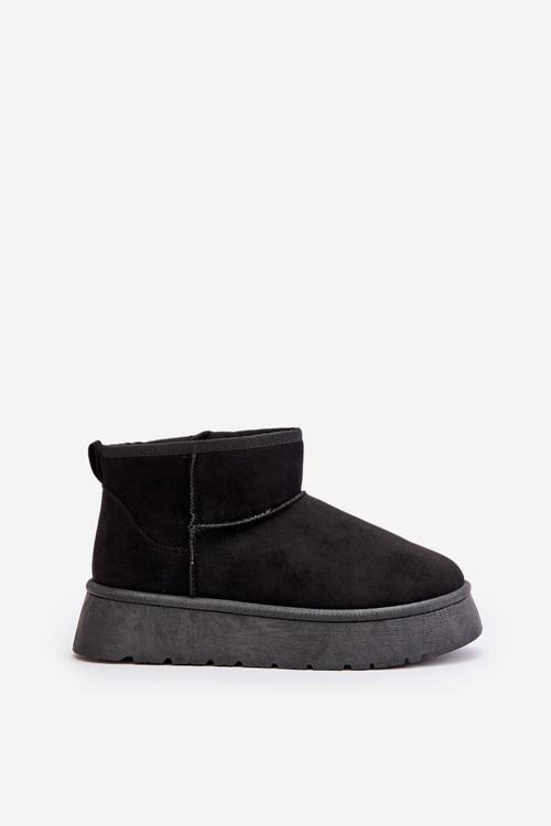 Nízké dámské sněhule na platformě zateplené kožíškem černé Saldren