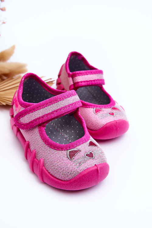 Papci baleríny lesklé mačky befado 109p235 ružové