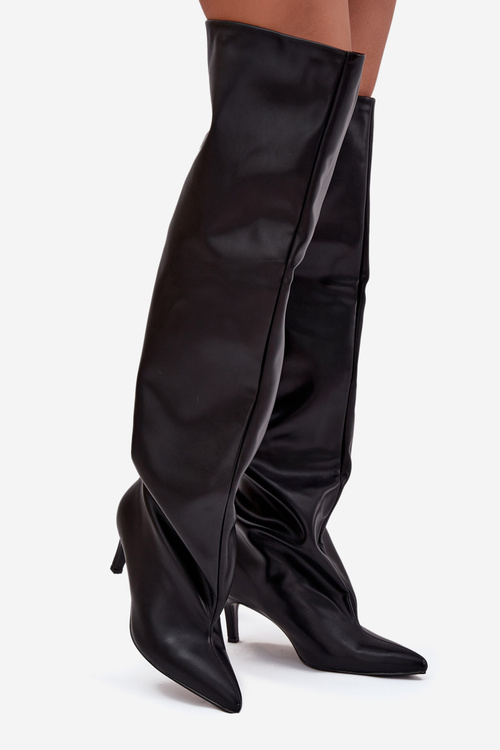 Dámské kozačky na jehlovém podpatku s plovoucím černé Mavilla