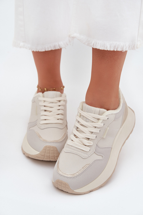 Zateplené dámské sneakersy na platformě Big Star SS274008 HI-POLY SYSTEM světle béžové