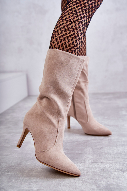 Semišové boty na vysokém podpatku Béžové Arison