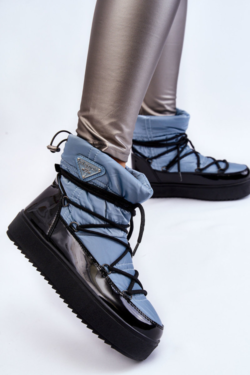 Dámske módne snehové topánky modré karrio