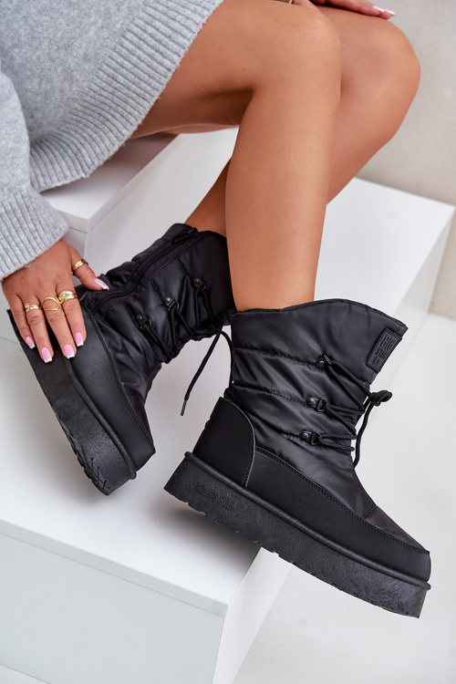 Snehové čižmy na platforme so zipsom Big Star OO274884 Čierne