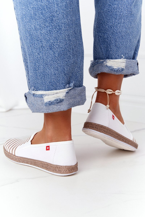 Ženské espadrilles veľká hviezda HH276001 béžová biela