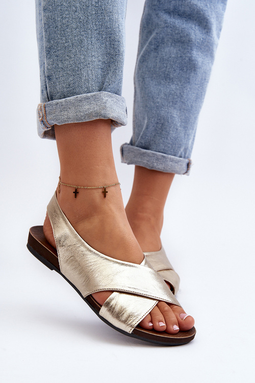 Zazoo 40407 Dámske kožené sandále Zlaté