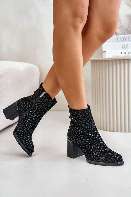 Dámské Boty Zateplené Na Podpatku Černé D&A MR880-085