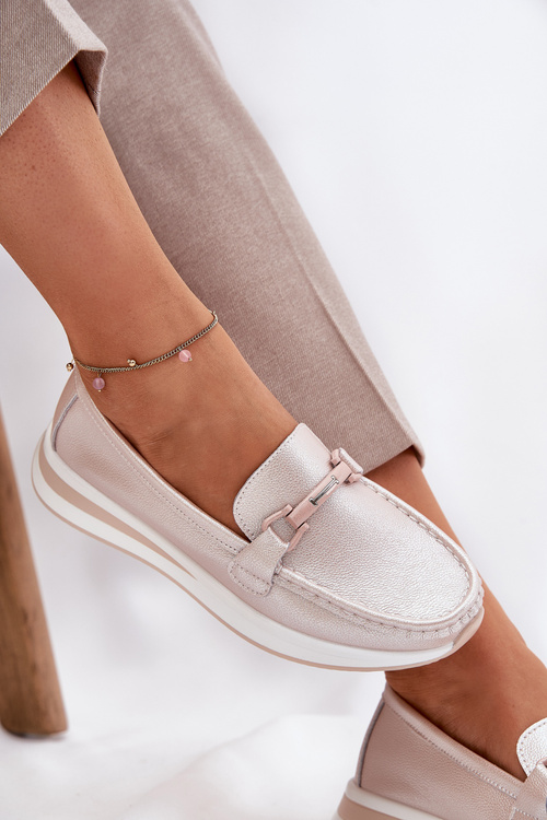 Dámske Kožené Mokasíny S.Barski GR51-598 Perlová Ružová