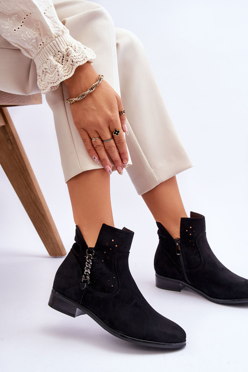 Dámské semišové kozačky na zip Černá Belliano