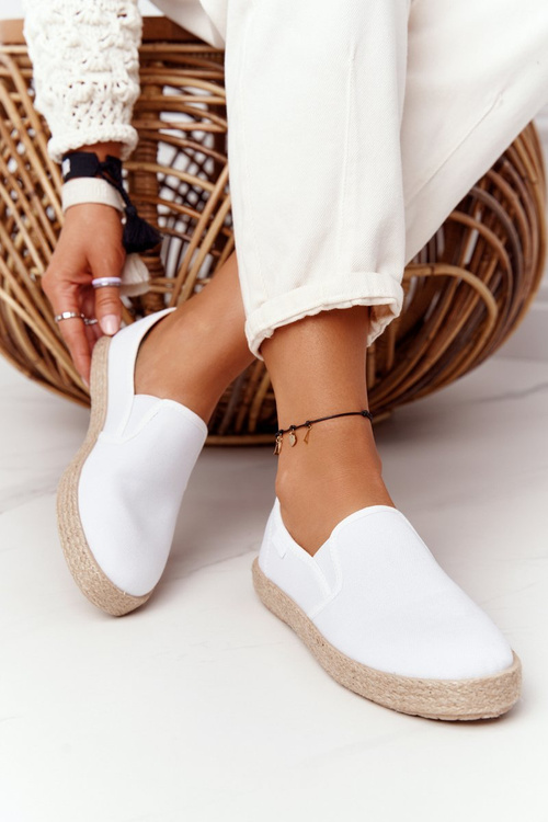 Espadrilles na pletenej podrážke veľkej hviezdy DD274015 biela