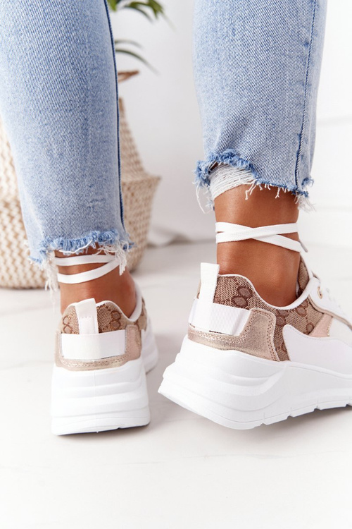Dámská Sportovní Obuv Sneakers Bílé a Zlaté Melanie