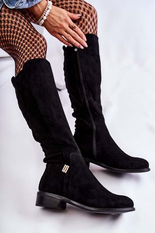 Semišové ploché boty černé Giulia