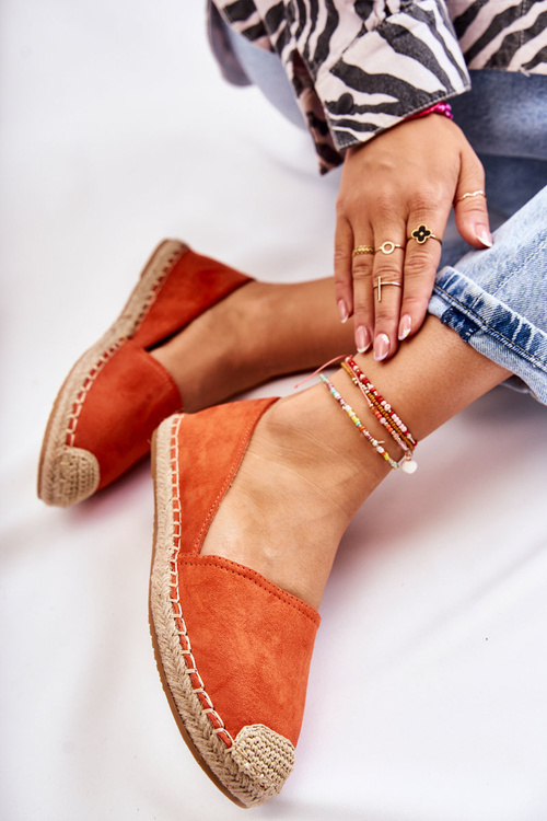 Klasické ženské semišové espadrilles oranžová Clarice