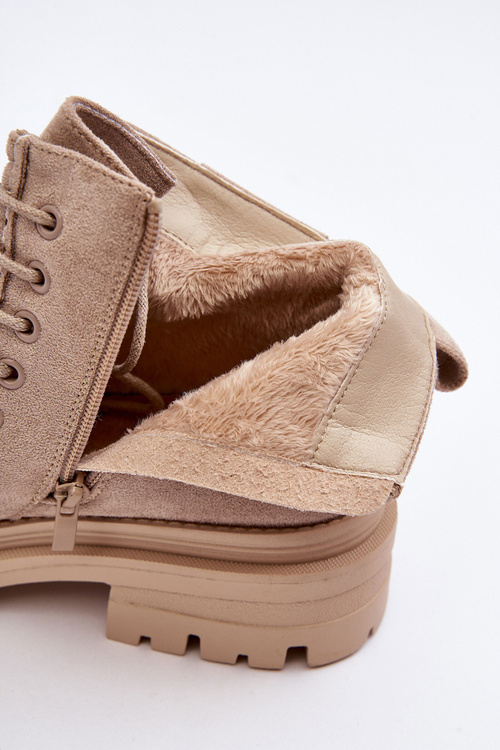 Dámské Traperové Boty Na Zip Bežové Apolosi