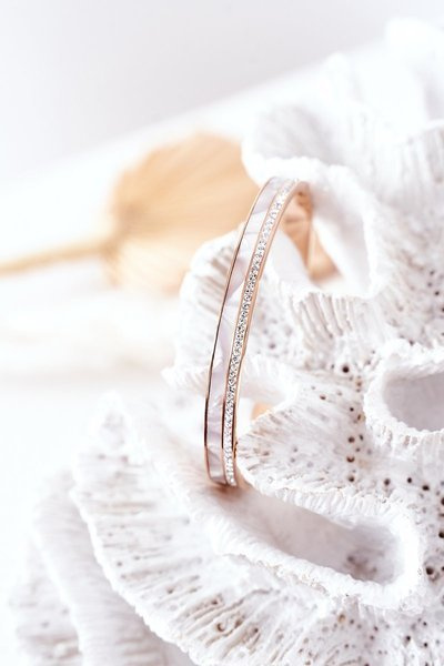 Náramek S Kubickým Zirkonem S Perlou Růžové Zlato