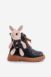 Kožené Zateplené Detské Topánky Na Zips S Medvedíkom Čierne Vinceza 36261