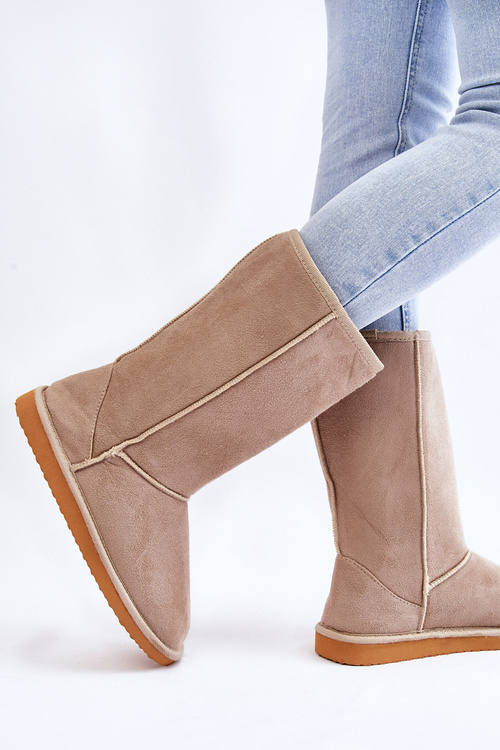 Ženské semišové vysoké snehové topánky izolované béžová reyma