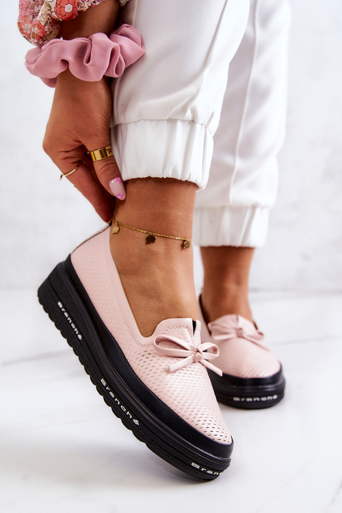 Dámské kožené mokasíny na klínu růžove Cannes