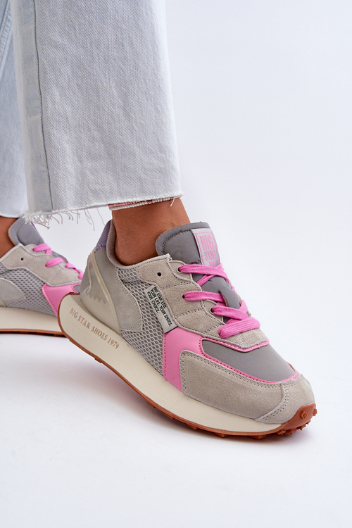 Dámské tenisky na platformě s paměťovou pěnou Big Star NN274680 šedorůžové