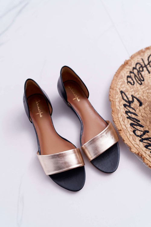 Kožené Sandály Maciejka 1971-46 Cerné-Zlaté