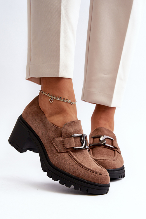 Semišové topánky na masívnom päte hnedej Finley