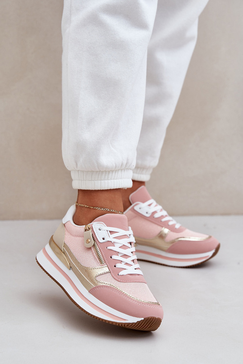 Dámské Lesklé Sportovní Boty Na Platformě Růžové Florefedi