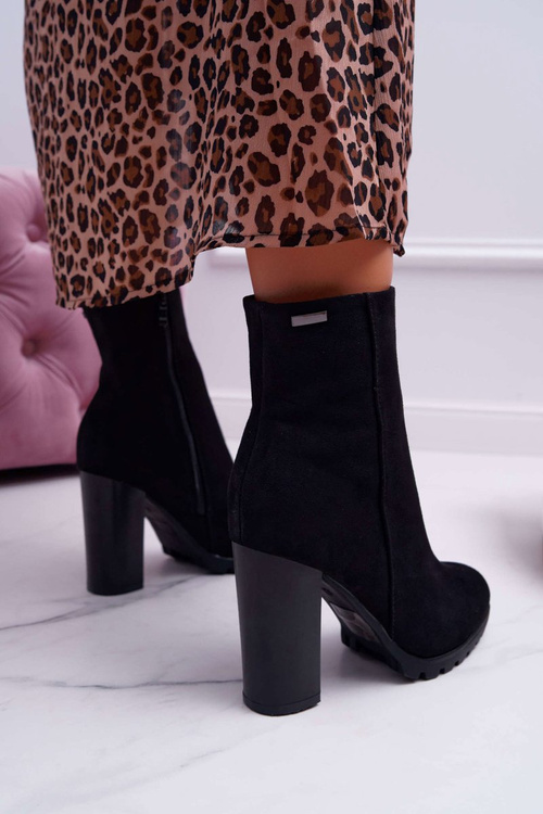 Dámské Kotníkové Boty Na Podpatku černé Cadillac