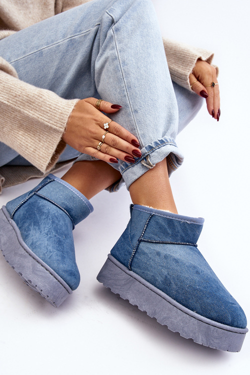 Dámske snehové topánky s trblietkami na platforme Blue Margella