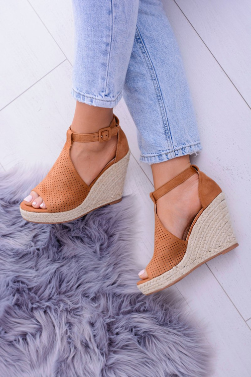 Suede espadrilles sandále na klinovom ťavom slnku