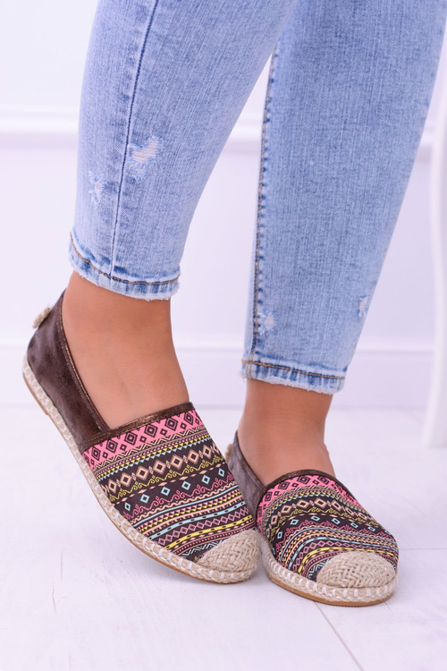 Lu Boo hnědé ženy letní Espadrilles Aztec Monett