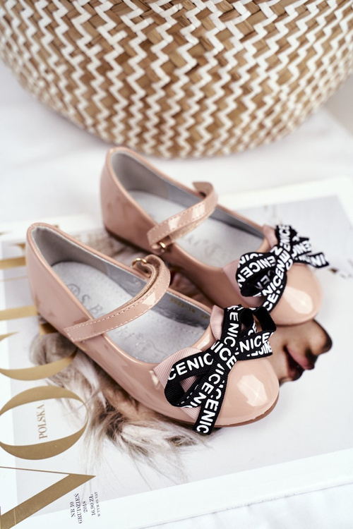 Dětské béžové baletky na suchý zip Mindi