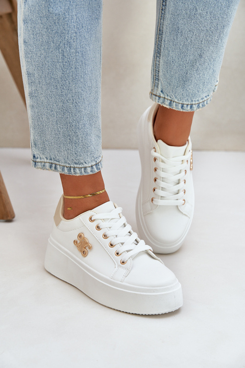 Dámske Tenisky Na Platforme Bielo-Bežové Temittes