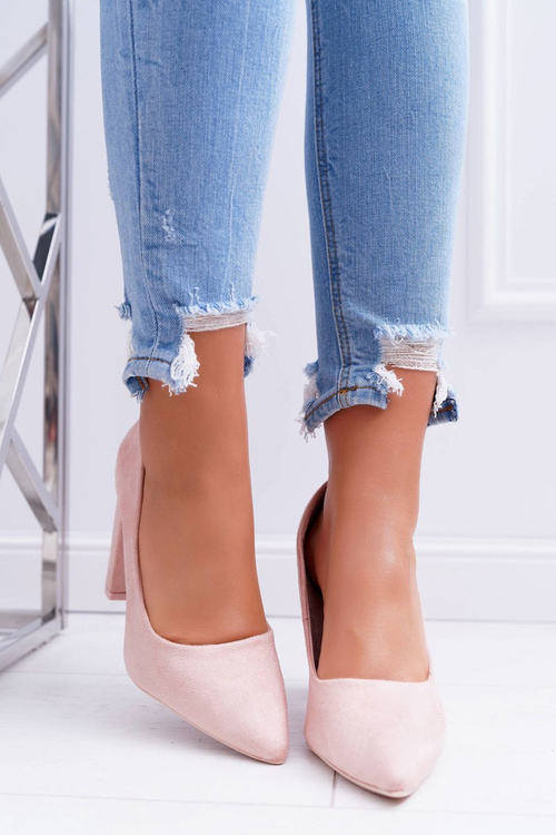 Dámské Lodičky Na Podpatku Semišové Růžové Strawberry