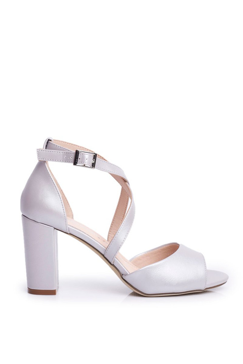 Dámské Sandály Na Podpatku Sergio Leone Stříbrné Perlová SK865