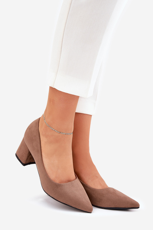 Dámské Lodičky S Špičatými Nosy Na Podpatku Khaki Merinette