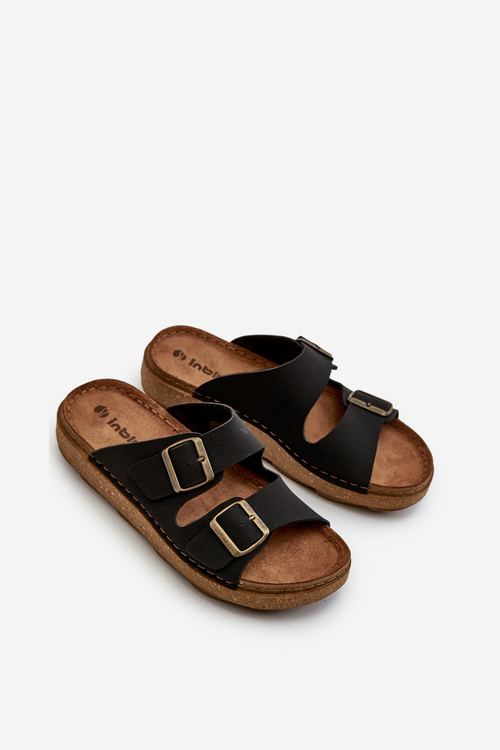 Lehké pohodlné pánské sandály s přezkami Inblu MT000016 Černé