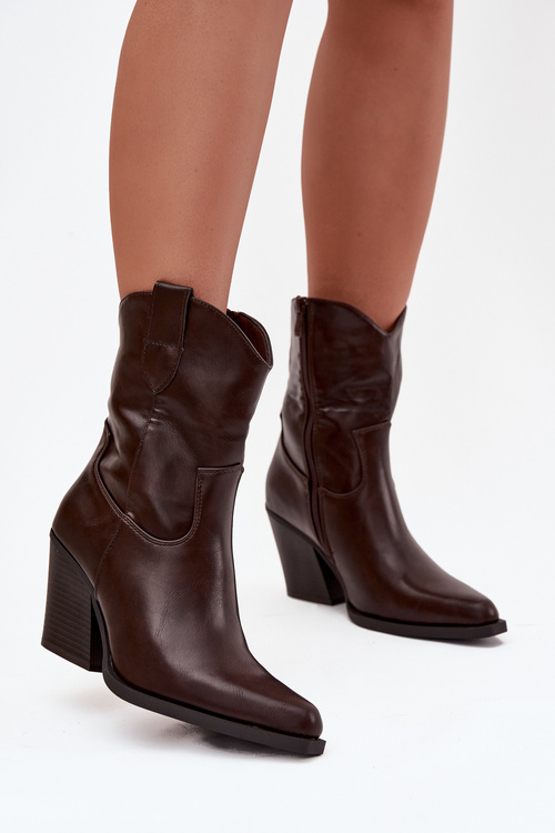 Dámske Kovábojky Eko Koža Na Päte Čokoládové Sorelia