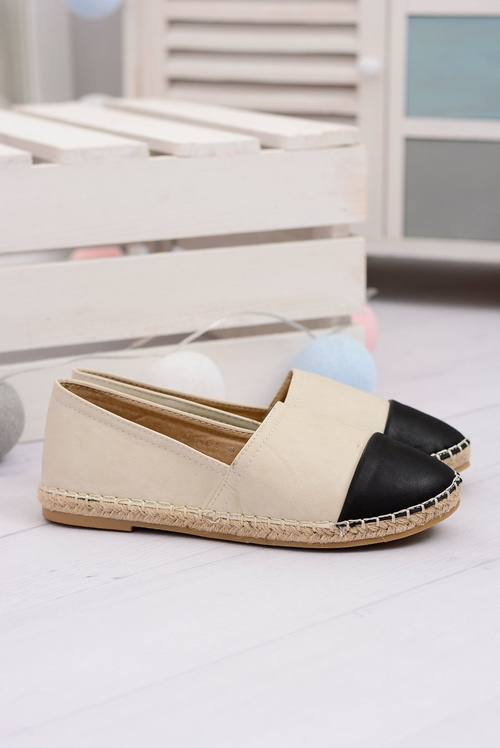 Béžové ženské espadrilles čierny nos monii
