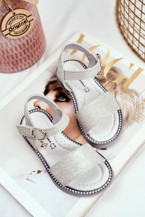 Dětské sandály se suchým zipem stříbrné Verden