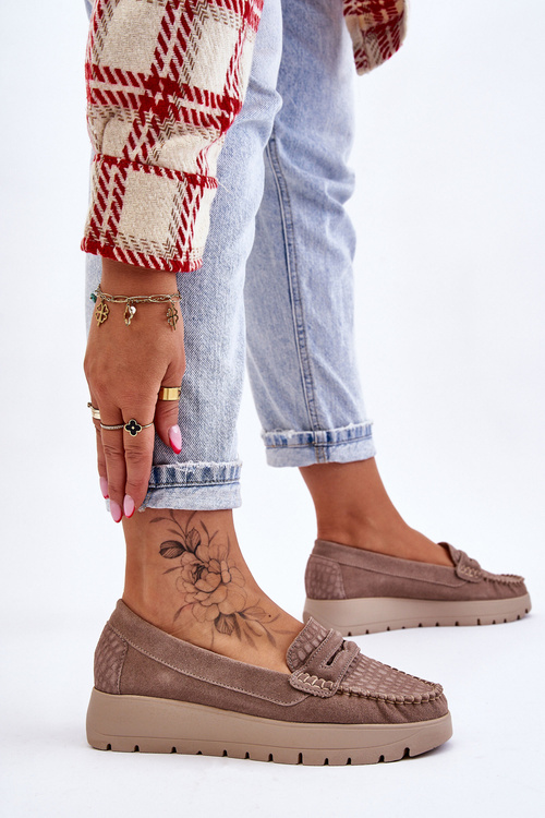 Suede Moccasins na platforme Milana Dark Beige