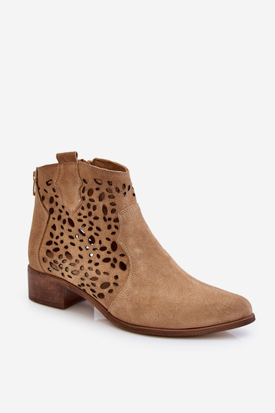 Dámské prolamované boty Lewski Shoes 2909 Tmavě béžová