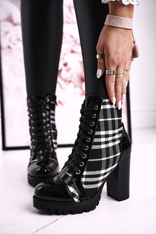 Dámské Boty Na Vysokém Podpatku Kostkované černě Blair