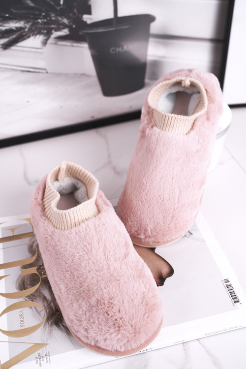 Dámské Pantofle s Kožešinou a Ponožkou Růžové Yeti