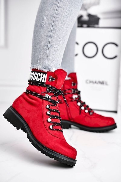 Dámské Kotníkové Boty Červené Popsi