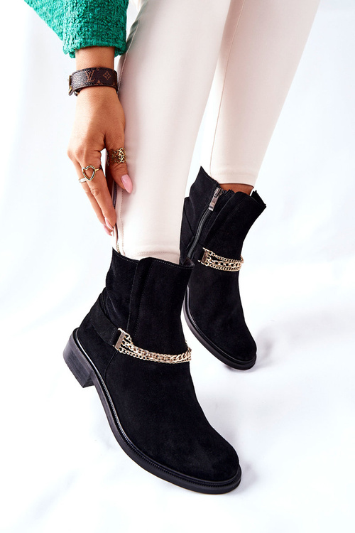 Dámské Kotníkové Boty Nicole Kožené Černé Dome