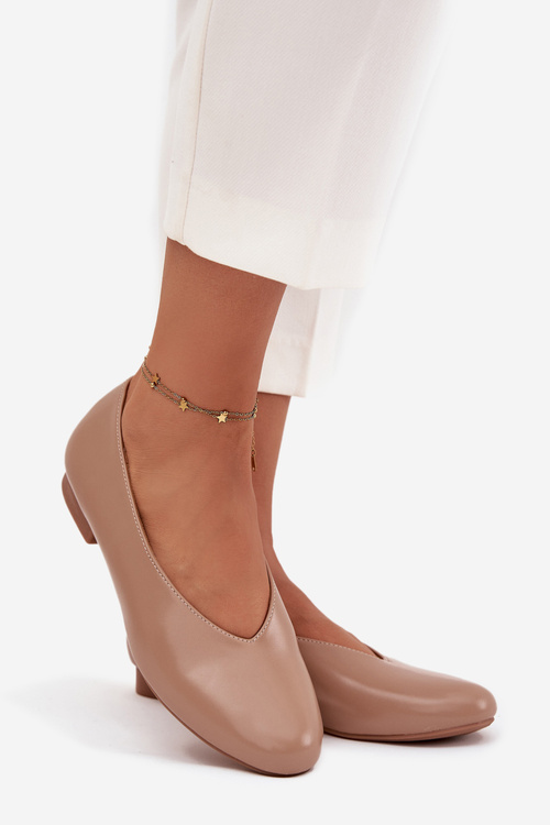 Dámske baleríny z eko kože Na plochej podrážke Béžové Olyssia