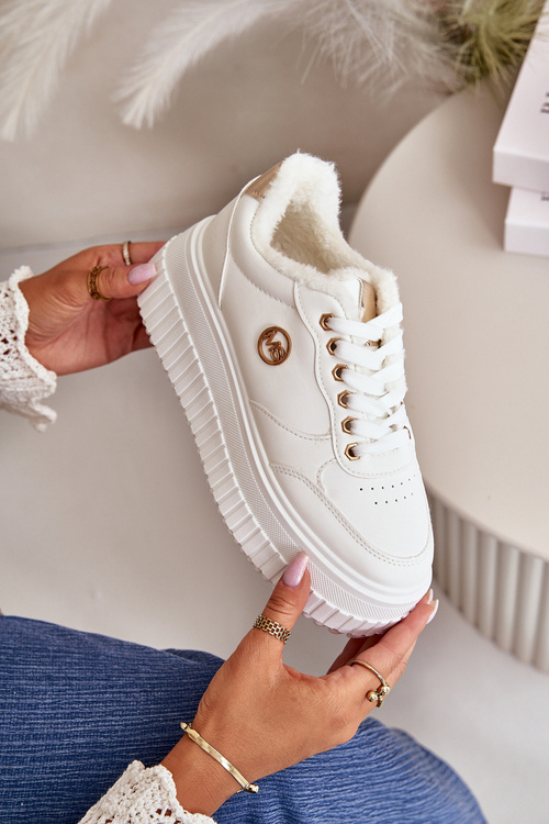 Tenisky Sportovní Boty Dámské Zateplené Na Masivní Podešvi Bílé Ardiela