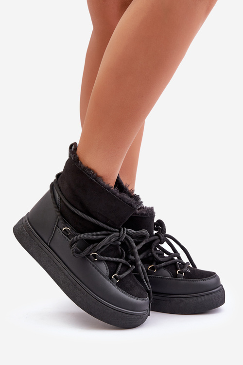 Dámske Snehule Na Platforme Zateplené S Rúškom Čierne Aziara