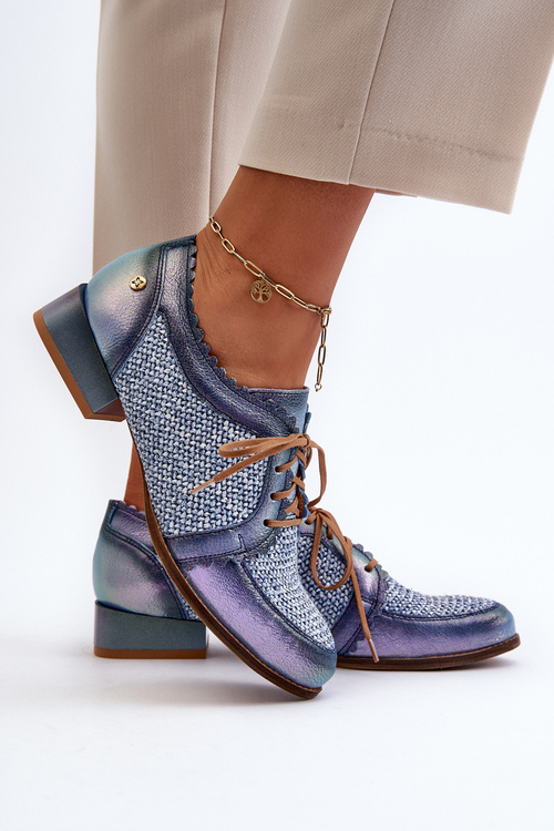 Dámská kožená šněrovací obuv Maciejka 06452-06 modrá