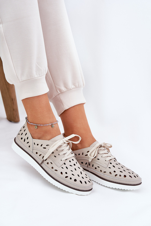 Dámské Kožené Polobotky S.Barski LR51-610 Béžové