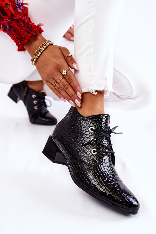 Dámské Kozačky S Krokodýlím Vzorem Černá Farrah